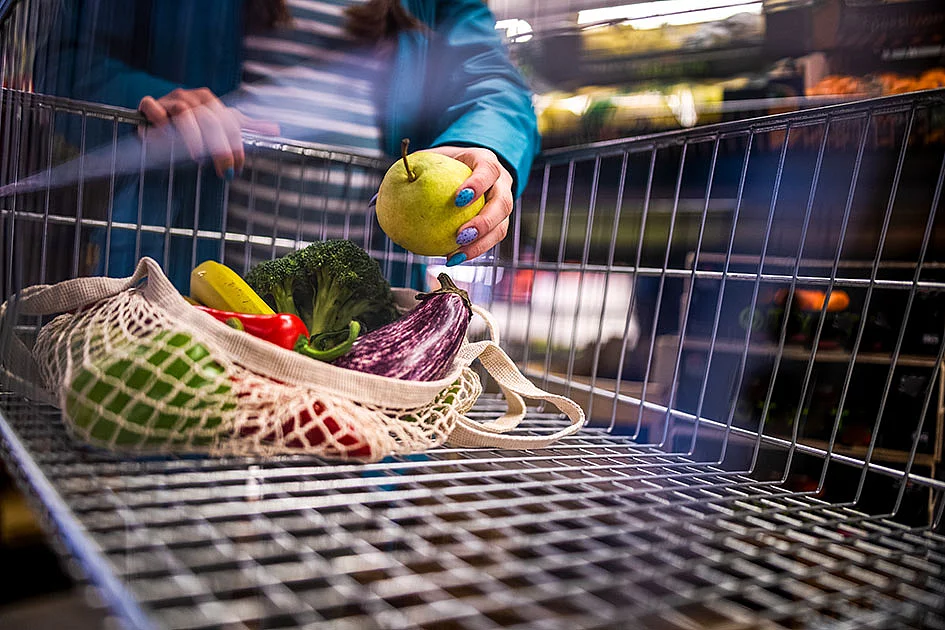 Food in the shopping trolley Food in the shopping trolley